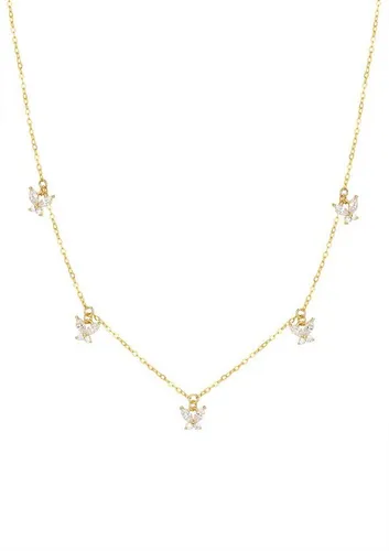 Hey Happiness Kette mit Anhänger Schmetterling Kristall, Kette Silber 925 Damen, Zirkonia Halskette 18K Roségold Gold vergoldet, Brautschmuck