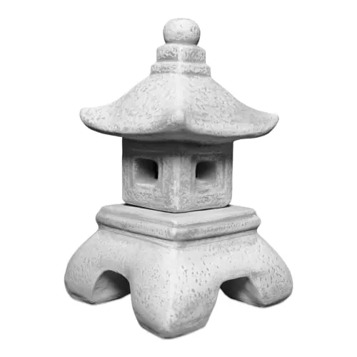 Gartenfigur Japanische Yukimi-Gata Steinlaterne, H. 33 cm in grau von gartendekoparadies