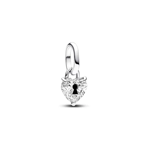 PANDORA ME Schlüsselloch Herz Mini-Charm-Anhänger - Bead Charms für Damen, aus Sterling Silber mit Zirkonia, inspiriert von Tattoo-Kunst und ideal zum Kombinieren mit anderen Pandora ME und Moments Armbändern.