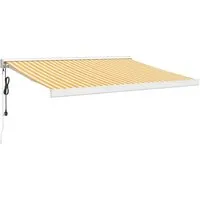 vidaXL Einziehbare Markise Gelb und Weiß 3,5x2,5 m - Markise aus UV-beständigem Stoff und pulverbeschichtetem Aluminium, ideal für Terrassen und Balkone. Schattenspendend und einfach zu montieren, perfekt für entspannte Stunden im Freien.