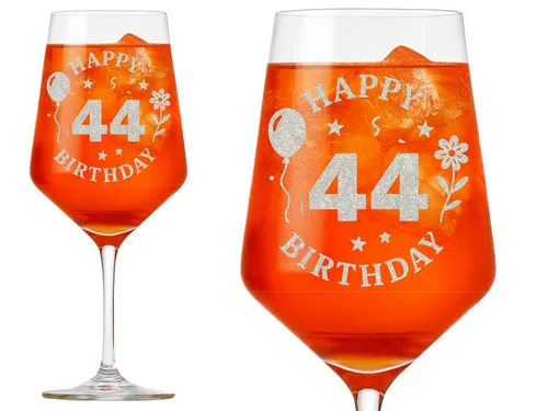 Valhalla Weinglas Gravur Happy Birthday 44. Geburtstag 350ml, 1-tlg., Glas, Atemberaubende Darstellung