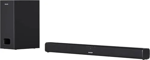 SHARP HT-SBW110 - 2.1 Slim Soundbar mit externem Subwoofer, 180 W Leistung und Bluetooth Streaming, ideal für 32-Zoll-TV und größer
