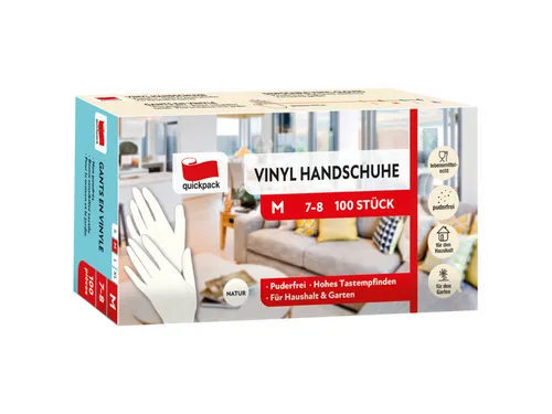 quickpack Vinyl-Handschuhe - Weiß, M, 100 Stück