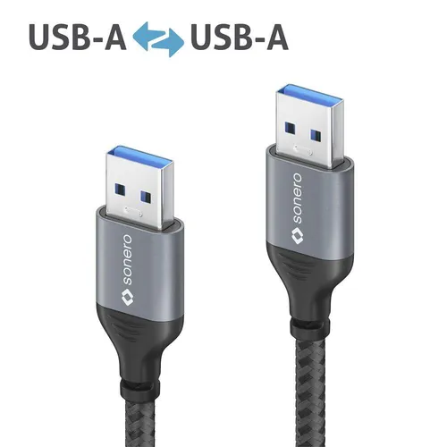 Sonero USB 3.0 Kabel - A/A - Aluminium - space grey/schwarz - 3,00m