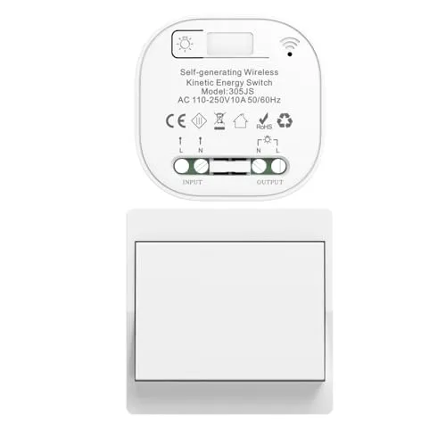 Cerhot funk lichtschalt funkschalt 230v funk lichtschalter ohne batterie set lichtschalter funk wireless light switch funkschalter batterielos funktaster funk-wandschalter für lichter (EU 1Gang 1V1 a)