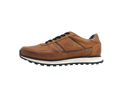 Bugatti Herren-Schnürhalbschuh Braun-Blau, Größe 45 - Eleganter Halbschuh aus hochwertigem Glattleder mit herausnehmbarer Innensohle für individuellen Tragekomfort – ideal für stilvolle Anlässe.