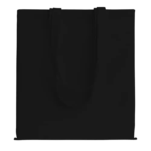 POLHIM® Hochwertige Baumwolltasche Jutebeutel Stoffbeutel unbedruckt 220 g/m2 Größe 38x42 cm Langen Henkeln 70 cm 100% Baumwolle (Schwarz)
