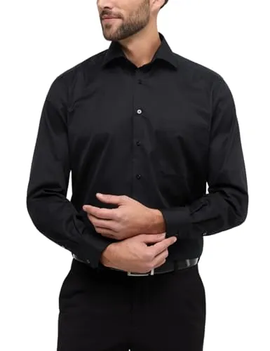 ETERNA Herren Cover Shirt Comfort FIT 1/1 schwarz - Herrenhemd in Comfort Fit mit Gala-Kent-Kragen, bügelfrei und ideal für den perfekten Auftritt bei besonderen Anlässen.