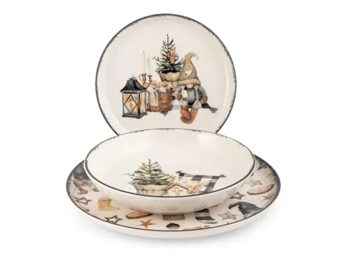 H&H Weihnachtstischservice 18-teilig Country Winter