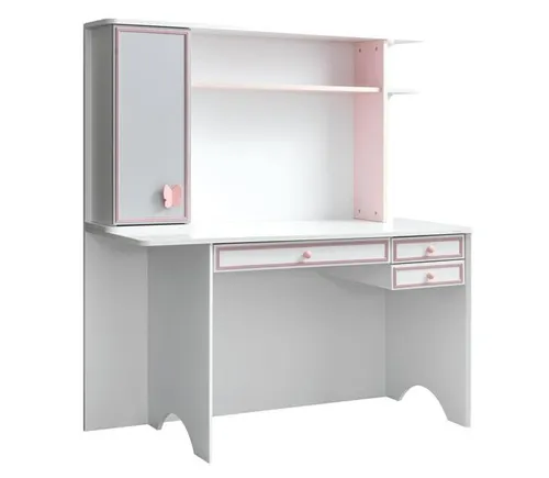 Schreibtisch für Jugendzimmer aus Holz – Stilvolles Design - Moderner Computertisch aus Holzwerkstoff in Weiß, mit 3 Schubladen und 2 Regalfächern. Ideal für Schlafzimmer und vielseitig einsetzbar. Maße: 138 x 58 x 153 cm. Montage erforderlich.