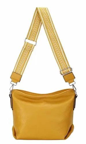 ITALYSHOP24 OBC Damen Shopper Umhängetasche Gelb