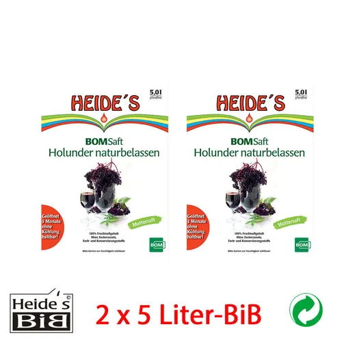 BOMSaft Holunder naturbelassen, 2 x 5 Liter-BiB - 2er-Pack