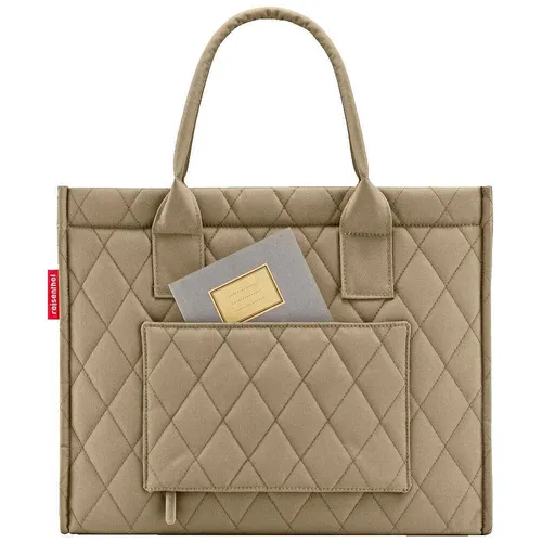 reisenthel Daily Shopper Business Rhombus Olive - Geräumige Handtasche mit sicherem Reißverschluss und praktischem Trolley-Aufstecksystem. Ideal für Büro und Einkauf. Maße: 42 x 35 x 17 cm, Volumen: 14 l.