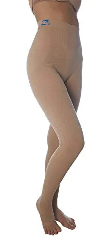 CzSalus Lange Strumpfhose, schlank machende Kompressions-Leggings (18-21 mmHg) Unterstützung Lipödem-Lymphödem (Nude, Ms)