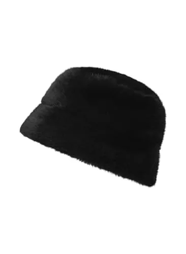 CODELLO Fischerhut aus Teddyp-Plüsch in Schwarz - Stylischer Fischerhut aus weichem Teddyp-Plüsch für Damen, ideal für modebewusste Auftritte und optimalen Tragekomfort.