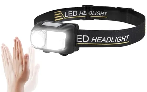 KryoLights Stirnleuchte: LED-Akku-Stirnlampe, 200 m, 3 Watt, 4 Modi, Sensor, Rotlicht, dimmbar (Akkustirnlampe, Stirnlampe COB, Zelt)