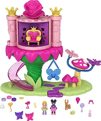 Polly Pocket GYK43 - Regenbogen-Einhornspaß Feenflug, 2 Puppen und 15 Überraschungen, Spielzeug ab 4 Jahren