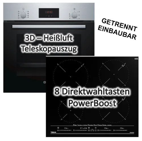 Bosch HERDSET INDUKTION 60cm: Backofen mit Teleskopauszug & Induktionskochfeld