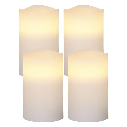 LED-Wachskerzen 'May', 4er Set - LED Kerzen in Weiß, einzeln schaltbar und ideal für stimmungsvolle Beleuchtung, Maße je Kerze: 12,5 x 7,5 cm