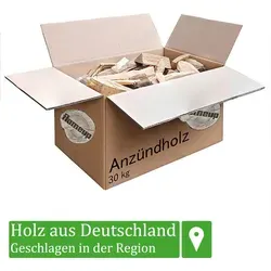 Flameup Kaminholz Anzündholz 30 kg - Buche - Ofenfertiges Anzündholz aus regionaler Buche, luftkammergetrocknet mit unter 18% Restfeuchte. Ideal für Kamin, Ofen und Grill – schnell entzündlich und umweltfreundlich verpackt.