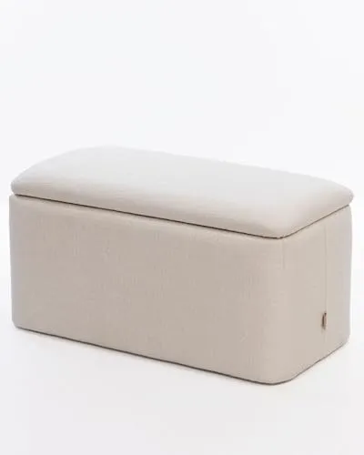 SIX Rechteckiger Polsterhocker mit Stauraum | Sitzhocker | Fußhocker Bouclé Stoff Beige | Stabiler Hocker mit Aufbewahrung | Bequemer Pouf für Wohnzimmer oder Schlafzimmer