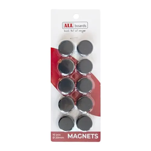 ALLboards Magnete 10 Stück, Rund Schwarz 20mm, Für Whiteboards Magnettafeln
