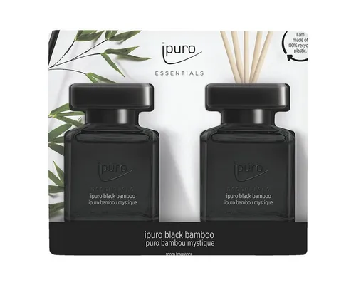 IPURO Raumduft Black Bamboo, 2x 50 ml, Glasflakon mit Rattan-Holzstäbchen