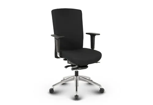 Versee Bürostuhl Schreibtischstuhl Terox Stoff Schwarz - ergonomisch, bis 150kg (Drehstuhl für Home Office und Büro), aus Echtleder, höhenverstellbar, gepolstert, Synchronmechanik