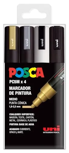 UNI Posca Set PC 5M 4 GSWB - 4er Pack, 1 Stück (4er Pack)