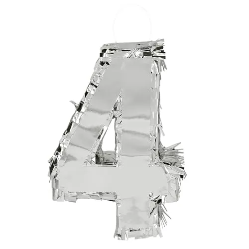 Boland - Zahlen Pinata, 25 x 16 x 5 cm, glänzende Nummer für Jubiläum und Geburtstag, Zahl, Silber, Dekoration, Party-Spiel