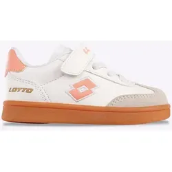 LOTTO Kinder Sneaker Gr. 26 - Weiß/Papaya - Sneaker für Kinder mit kinderfußgerechter Passform, pflegeleichtem Obermaterial und elastischer Schnürung für einfaches An- und Ausziehen – ideal für aktive Abenteuer!
