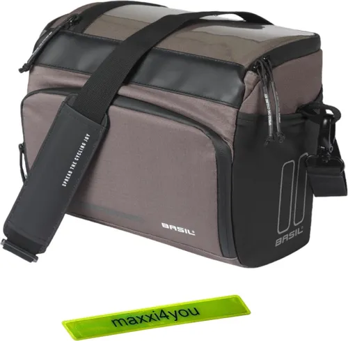 Basil Move Lenkertasche 7-8 Liter Braun - Fahrradtasche mit 7-8 Litern Volumen, wasserabweisend und mit wasserdichtem Smartphone-Fach. Ideal für sicheres Fahren dank reflektierender Elemente und leicht zu befestigen mit dem KF-System.