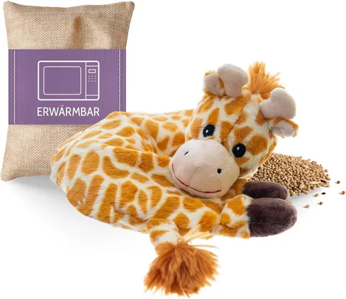 Habibi Plush Nacken-Wärmflasche Giraffe orange - Wärmetherapie mit 100% Polyester, 70 cm lang und perfekt zum Entspannen und Lindern von Verspannungen.