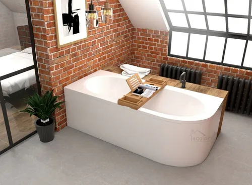 Badewanne Eckwanne + Ablage Bambus 170x75 Schürze Ablauf Silikon GRATIS links A