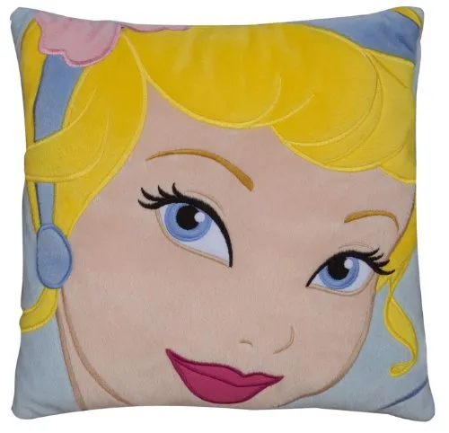 Disney Prinzess 15042 - Aschenputtel bedrucktes Kissen, 33 x 33 cm, Blau, 36X36
