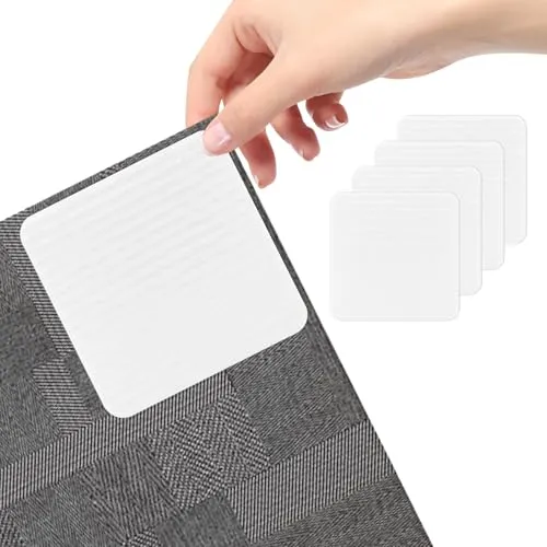 Noxtioanip 4 Stück Antirutschmatte für Teppich, Teppich Antirutschunterlage, Teppiche Greifer rutschfest, Teppichgreifer Wiederverwendbare, Quadratischer Teppiche Aufkleber, für Antirutsch