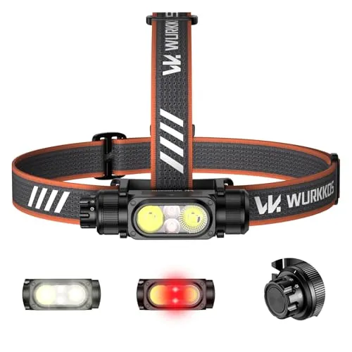 Wurkkos HD17 Led Stirnlampe Wiederaufladbar 2500 Lumen Superhelle Kopflampe | Rotlicht & 6 Modi,180° Verstellbar, IPX6 Wasserdicht, Leichte Stirnleuchte für Joggen, Angeln, Camping