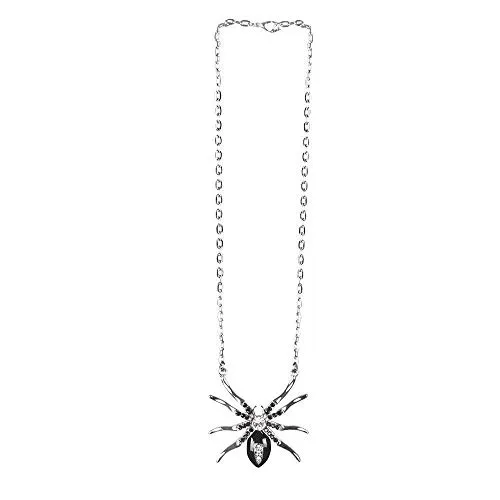 Boland 72052 - Halskette Spinne, 1 Stück, Einheitsgröße, Silber, Schwarze Witwe, Modeschmuck, Collier, Accessoire, Verkleidung, Halloween, Karneval, Mottoparty, Hexe, Gothic, Vampir
