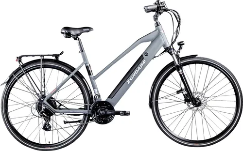 Zündapp Z810 E-Trekkingbike - Damen E-Bike in Grau/Weiß - E-Trekkingrad für Damen mit 28 Zoll Reifen und 50/52 cm Rahmenhöhe. Ideal für lange Strecken, ausgestattet nach StVZO und mit praktischem Gepäckträger.