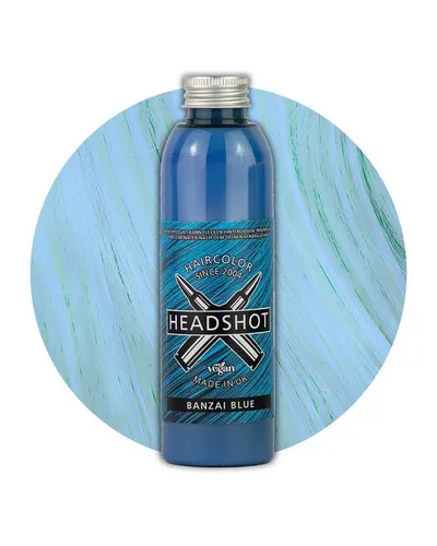 Haartönung Headshot Haartönung vegane Haarfarbe Banzai Blue (150 ml), Packung, Chemikalien