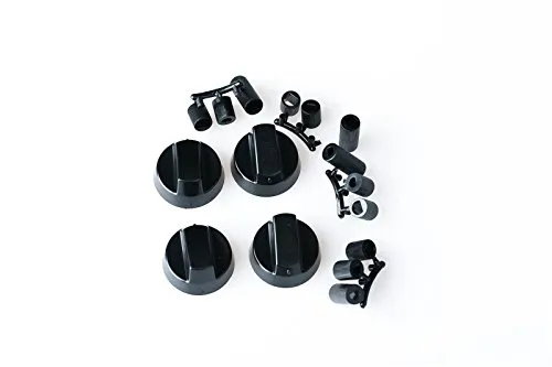 daniplus Knebelset, Drehknopfset, Knopf, Schalter universal 4-teilig schwarz für Gasherd