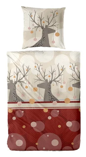 Carpe Sonno Biber Bettwäsche 135x200 cm - Rot - Kuschelige Biber Bettwäsche von Carpe Sonno aus 100% Baumwolle, ideal für kalte Nächte. Mit praktischem Reißverschluss für einfachen Wechsel und Pflege bis 60°C. Stilvolles Design für Gemütlichkeit im Schlafzimmer.
