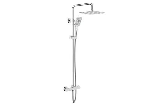 Rainsworth Duschsystem mit Thermostat, 3 Strahlart(en), komplett-set, 92-126 cm Duschstangen Edelstahl Duschamaturenset Wassersparend