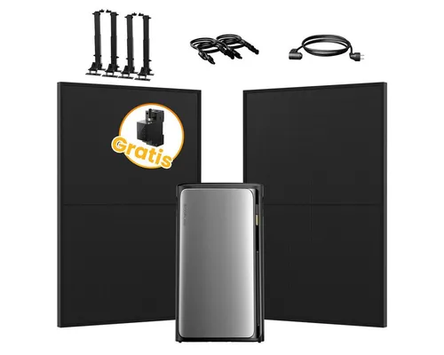 Ecoflow Balkonkraftwerk 900W EcoFlow Stream Ultra All-in-One Speicher mit Halterungen, (2xJaSolar Full Black 450W und 1xSmart Meter im Lieferumfang enthalten), 2000 W Solareingang (4 MPPTs) mit integriertem Mikro-Wechselrichter