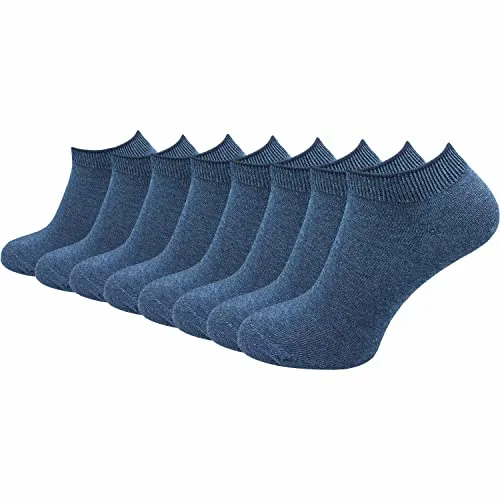 GAWILO Damen & Herren Sneaker Socken aus 100% reiner Baumwolle (8 Paar) | kurze & dünne Natur Füßlinge | ohne drückende Naht über den Zehen | verstärkt & atmungsaktiv (35-38, jeans)