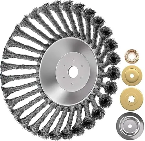 Unkrautbürste für Freischneider, Drahtbürste Rasentrimmer, Wildkrautbürste für Motorsense, Drahtbürste Freischneider, Rundbürste Fugenbürste mit 25,4mm Bohrung, Unkrautbürste Rasentrimmer Zubehör