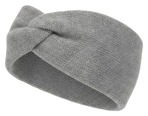 styleBREAKER Damen Feinstrick Stirnband mit Twist Knoten Detail | weiches elastisches Haarband | warmes Einfarbiges Kopfband für Herbst und Winter, Farbe:Grau