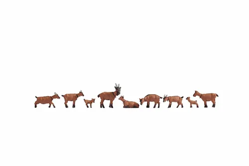 NOCH 15752 Ziegenherde 1:87 für H0 Modellbahn – 9 Ziegen (inkl. Bock & Kit