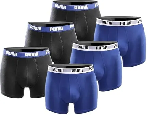 PUMA Herren Basic Boxer Shorts (6er Pack) Black/Blue XXL - Praktisches 6er Pack PUMA Boxershorts – ideal für den täglichen Bedarf. Elastischer Komfortbund und atmungsaktives Baumwoll-Stretch-Material sorgen für besten Tragekomfort. Perfekte Passform für einen sportlichen Look in Alltag und Freizeit.