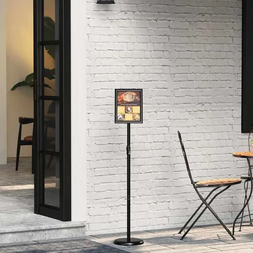 vidaXL Höhenverstellbarer Messestand Schwarz 25x25x125 cm - Moderner Messestand aus langlebigem Aluminium, höhenverstellbar für flexible Präsentationen. Ideal für Messen und Events, einfach in der Pflege und für Innen- und Außeneinsatz geeignet.